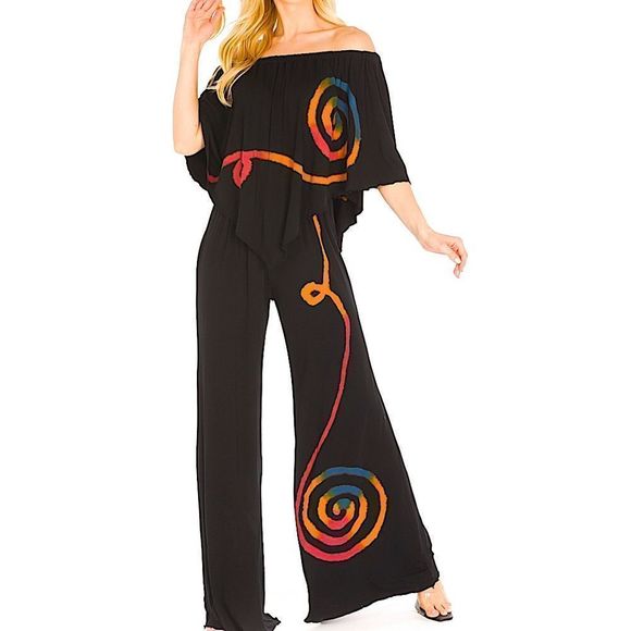 Last one! NWOT! Flattering,Comfy, Colorful, Stretchy, Easy Wear/Care Jumpsuit. - Picture 1 of 6
